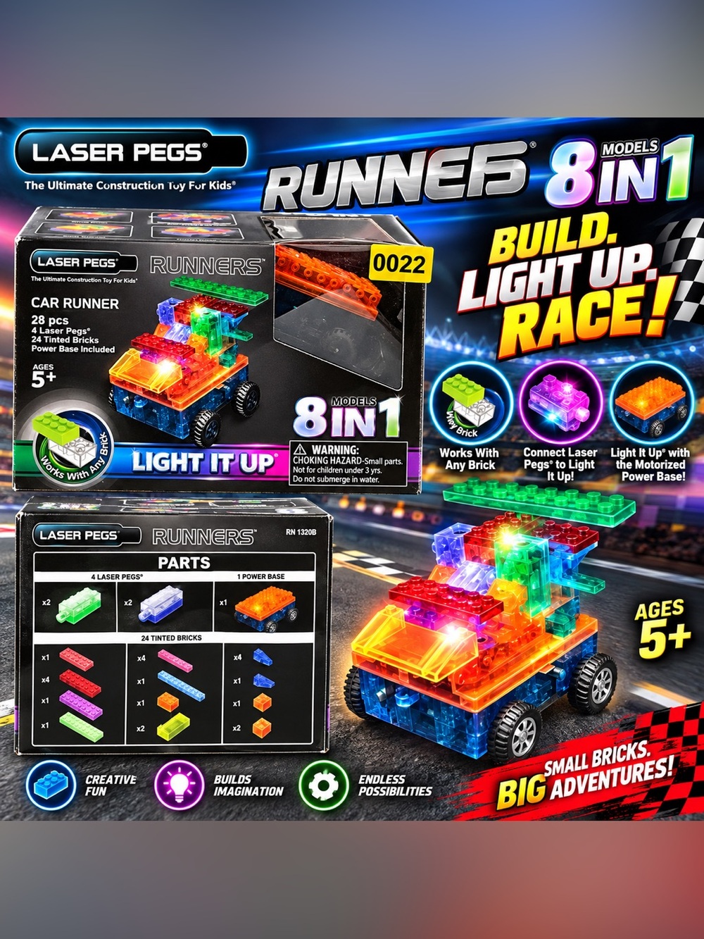 Light-Up Buildable Toy Car - Multicolor